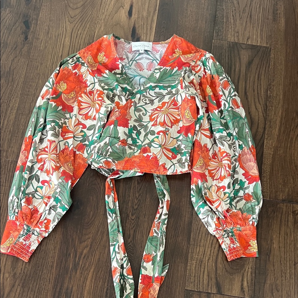 Cara Cara Multicolor Floral Wrap Blouse